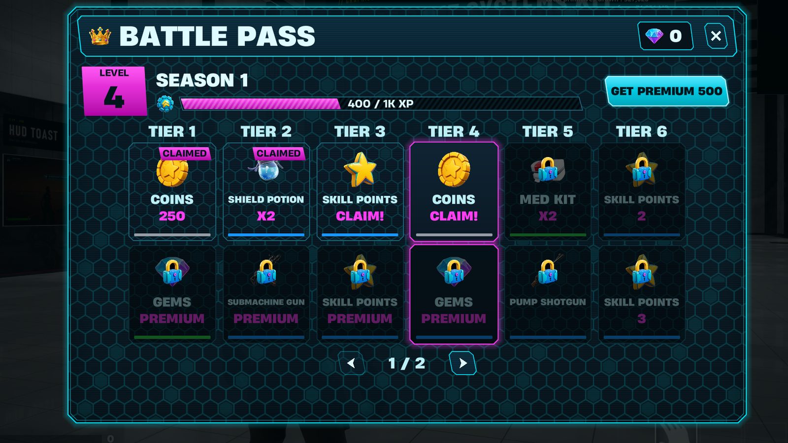Battle Pass in the Sci-Fi Neon theme.